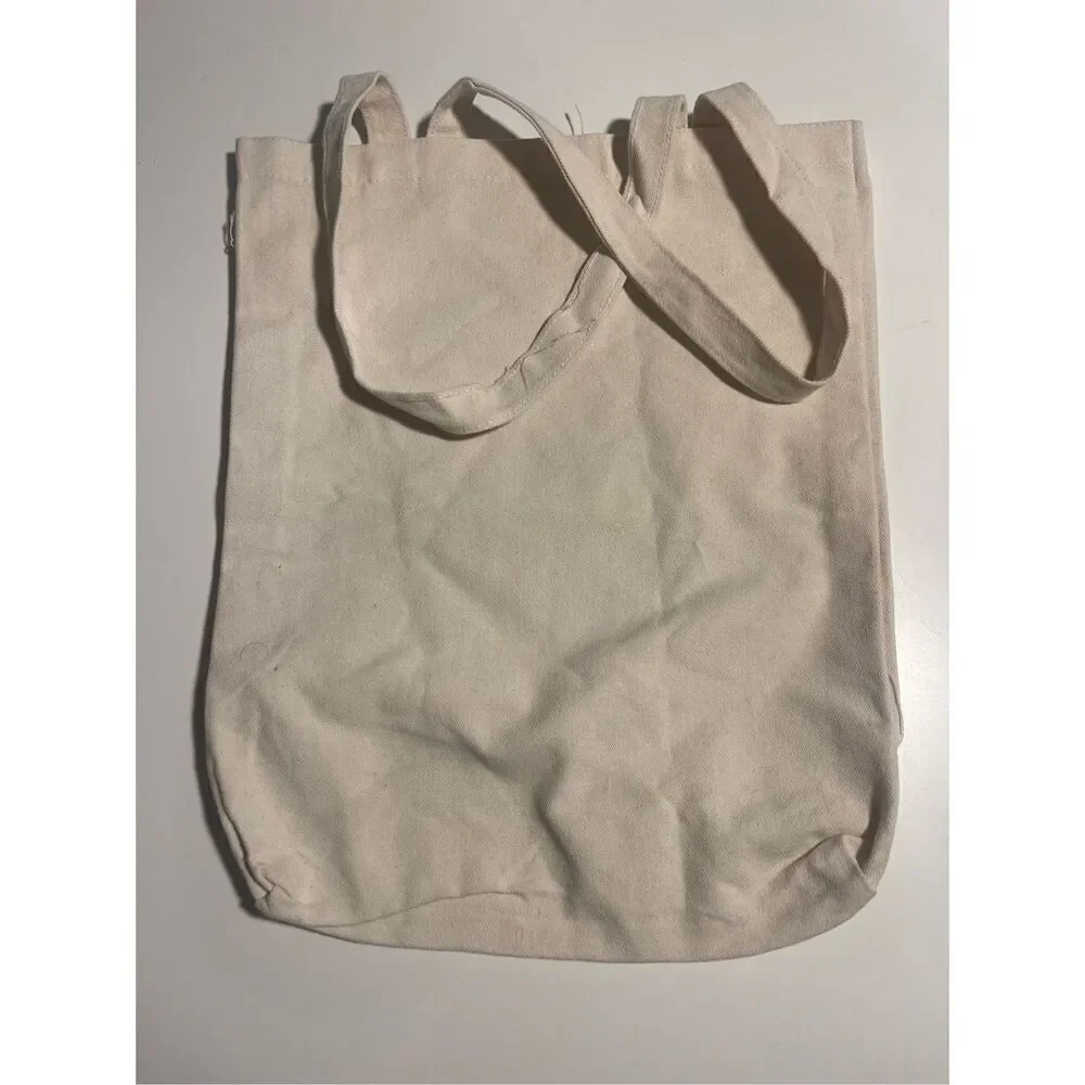 Keep Blooming Tan Canvas Tote Farmers Market Book Bag
